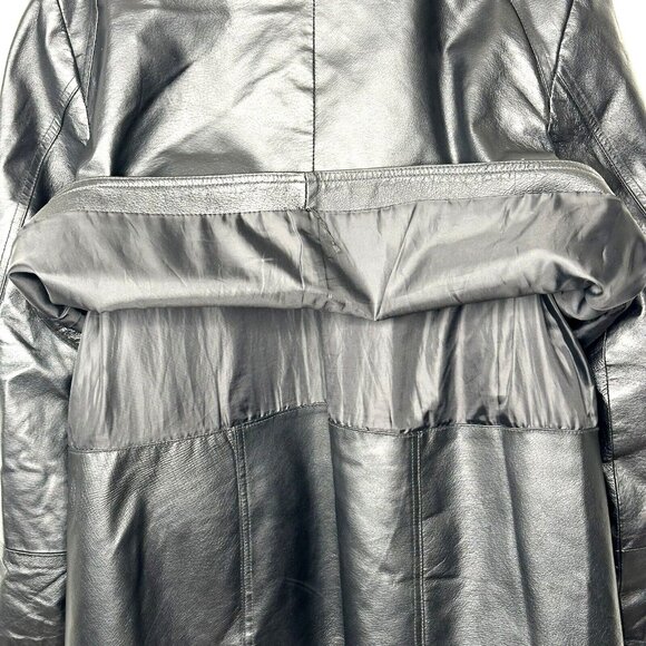 Sequence Womens Leather Jacket Lined Pockets Collar Full Zip Black Size 16 - Picture 7 of 16